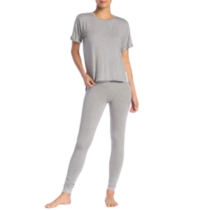 Everything You Need to Know About Sleepwear Manufacturing in Tiruppur 2 a woman wearing grey pajamas