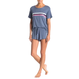 Everything You Need to Know About Sleepwear Manufacturing in Tiruppur 7 a woman in a blue shirt and shorts
